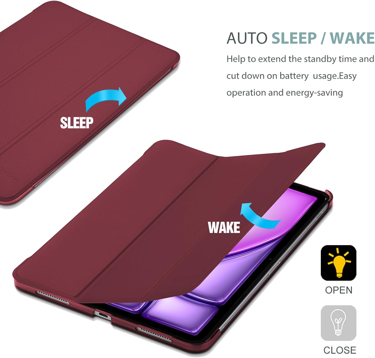 Thumbnail 6 de ProCase Smart Case for iPad Air 11-inch (M4/M3/M2) & iPad Air 10.9-inch (Air 5/4) – Hard Back Protective Cover in Wine