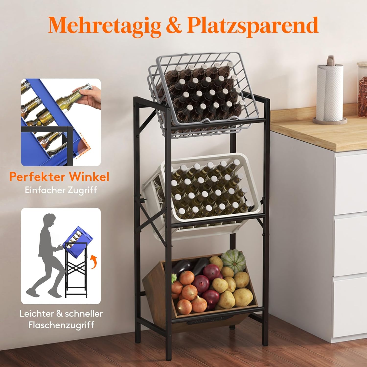 Detalle 2 de Lifewit Getränkekistenregal 3 hoch, 450 kg