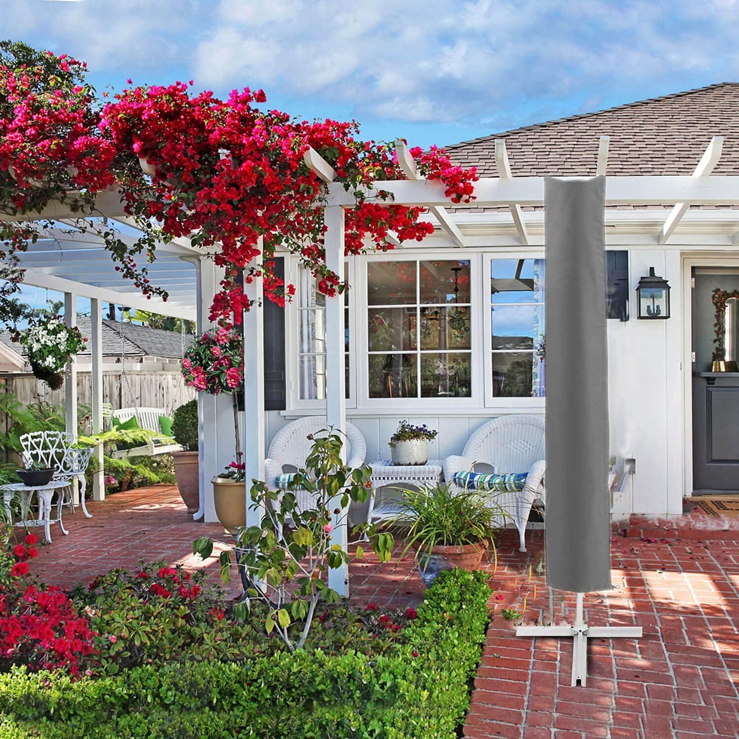 Detalle 2 de PATIO PLUS Patio Parasol Cover (153 x 30 x 30cm) – Grey, waterproof 600D Oxford with drawstring base