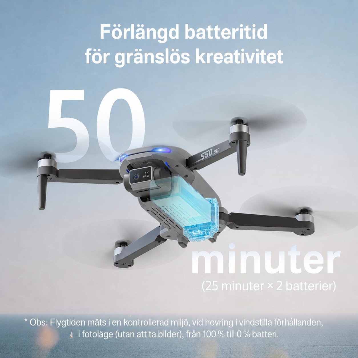 Detalle 2 de Ameta DR-ATS50G S50 Lite-drönare med 4K-kamera, GPS och 13 MP