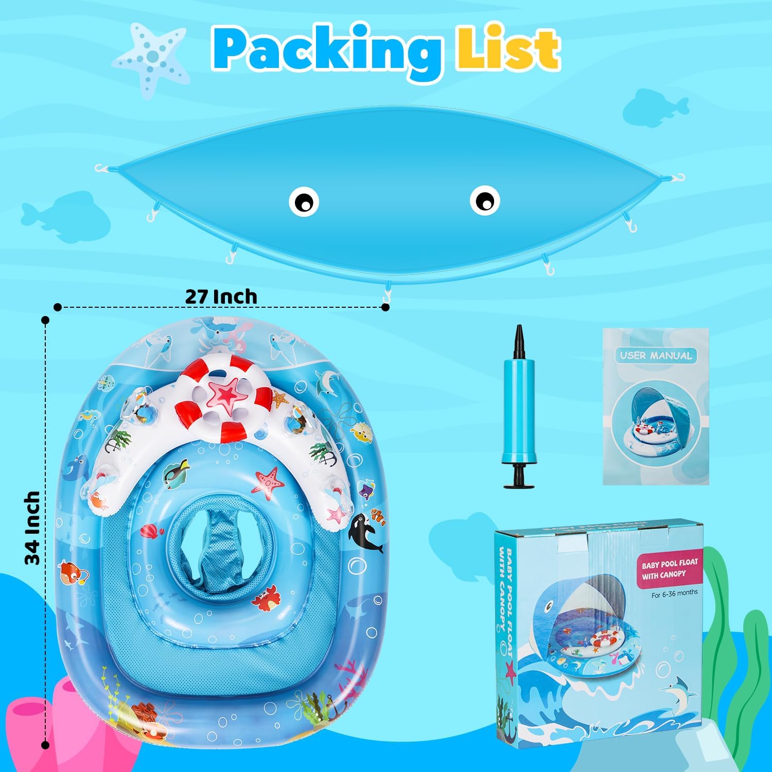 Thumbnail 6 de ACELIFE Schwimmring Baby UPF50+ für 6–36 Monate