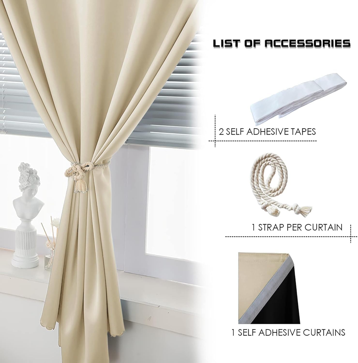 Detalle 2 de AJAZZ Blackout Curtain Panel 35" W x 48" L