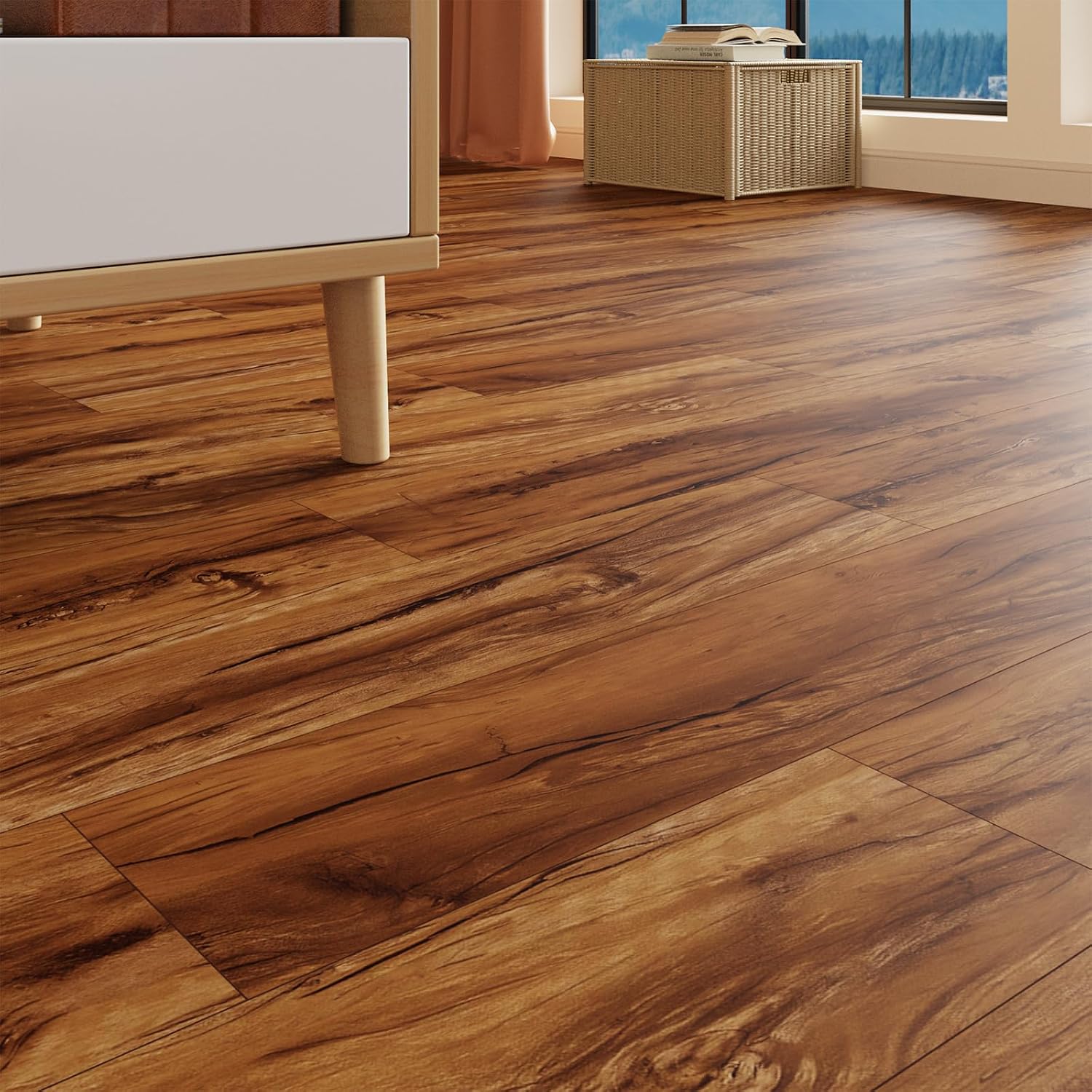 Thumbnail 6 de FLOREXP Vinyl Flooring – Lino Planks in Warm Brown Wood Effect (Peel & Stick, 15x90cm, 2.0mm) for 5.02m²