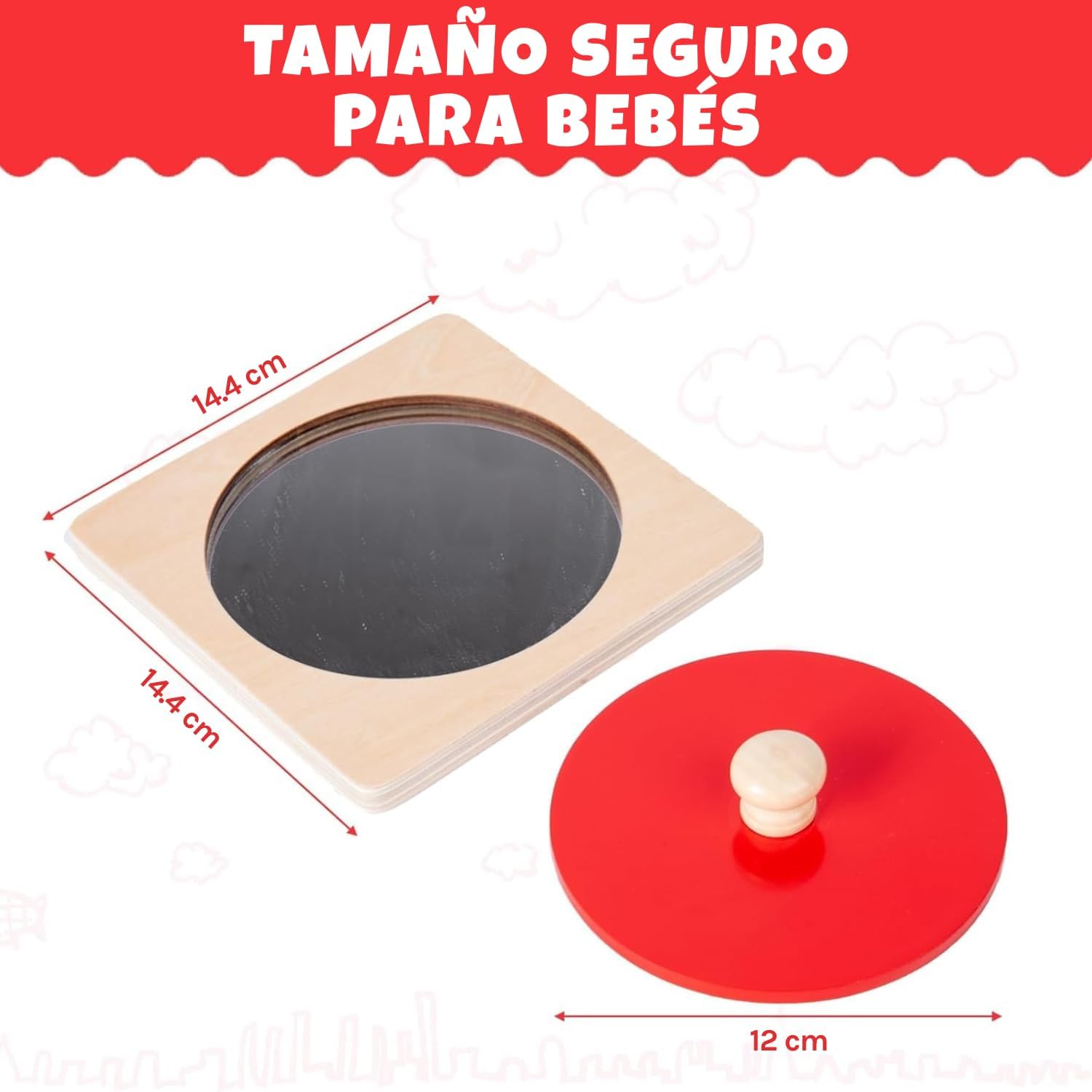 Thumbnail 2 de Montessori Baby Toys Play Kit with Mirror and Knob Puzzle