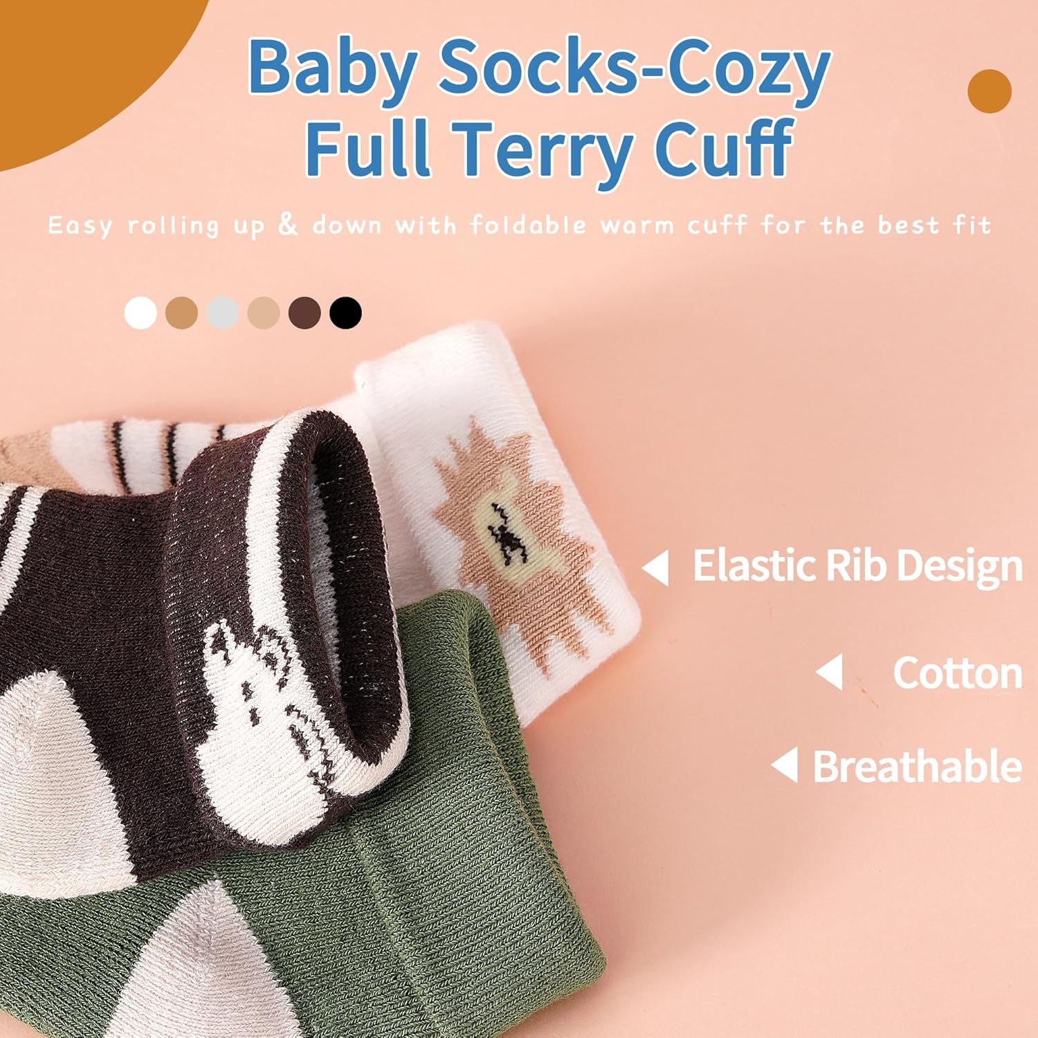 Thumbnail 2 de TRAMLE 10-Pair Baby Socks | Cotton Terry Thermal Socks for 0–3 Years