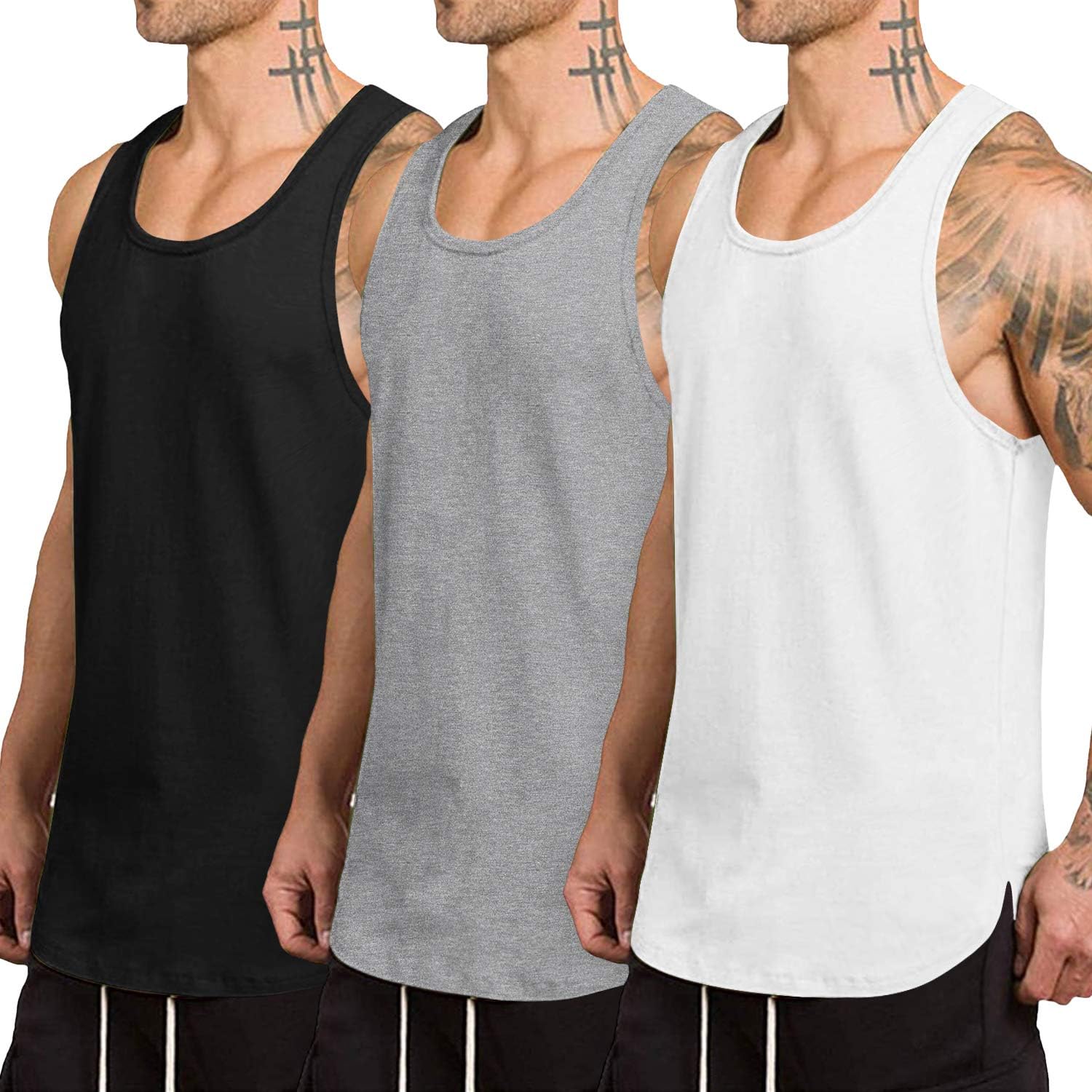 Detalle de COOFANDY Men's 3-Pack Quick Dry Workout Tank Top — Sleeveless Gym Muscle Tee