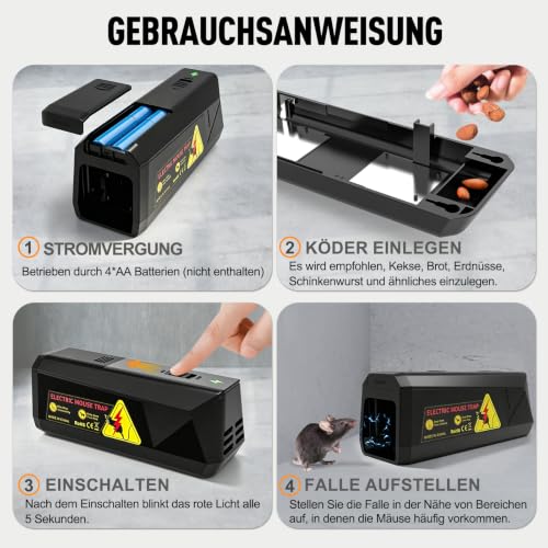 Detalle de HOAMZ Elektrische Mausefalle 2000V – Humane Innenraumschädlingsbekämpfung für kleine Mäuse