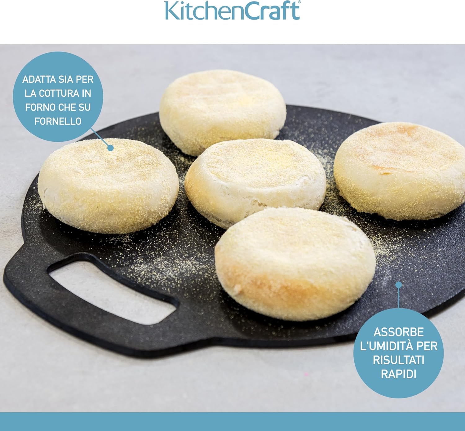 Thumbnail 5 de KitchenCraft Pierre de cuisson ronde en fonte 27 cm – Stone de cuisson polyvalent