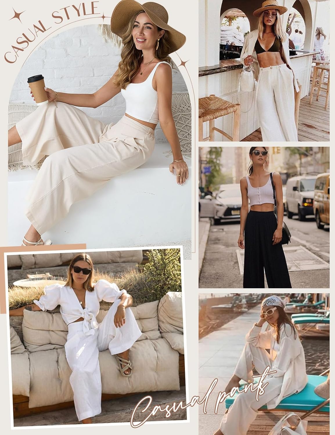 Thumbnail 5 de PASUDA Pantalon femme été 7/8 en lin fluide (taille élastique, poches)