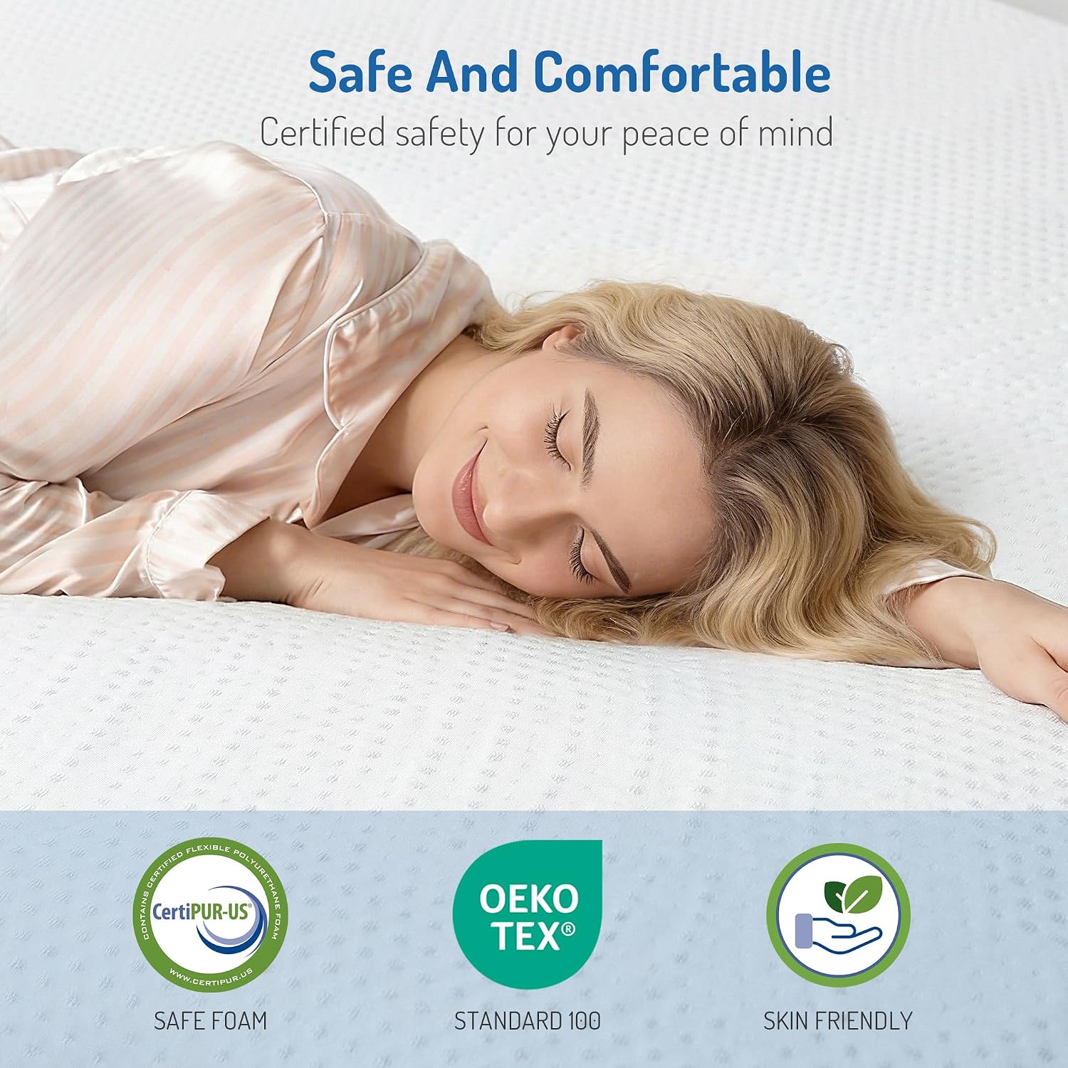 Detalle de Degrees of Comfort Memory Foam Mattress Topper (Double) 8cm – Hypoallergenic, Breathable Airflow Mesh & Washable Anti-Slip Cover