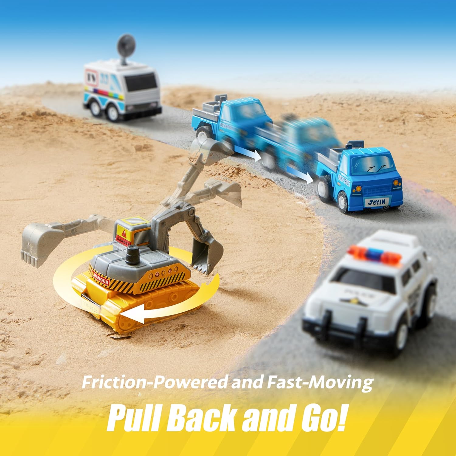 Thumbnail 5 de JOYIN 18-teiliges Zurückzieh-Spielzeugauto-Set (Friction-Powered) für Stadtautos & Lastwagen