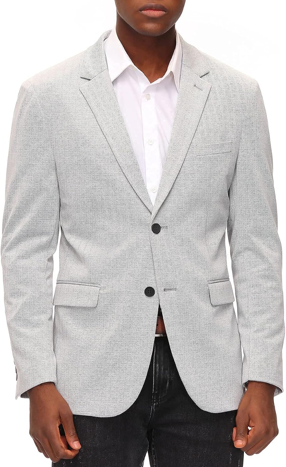 Detalle de PJ PAUL JONES Herringbone Knit Blazer, Lightweight Two-Button Sport Coat