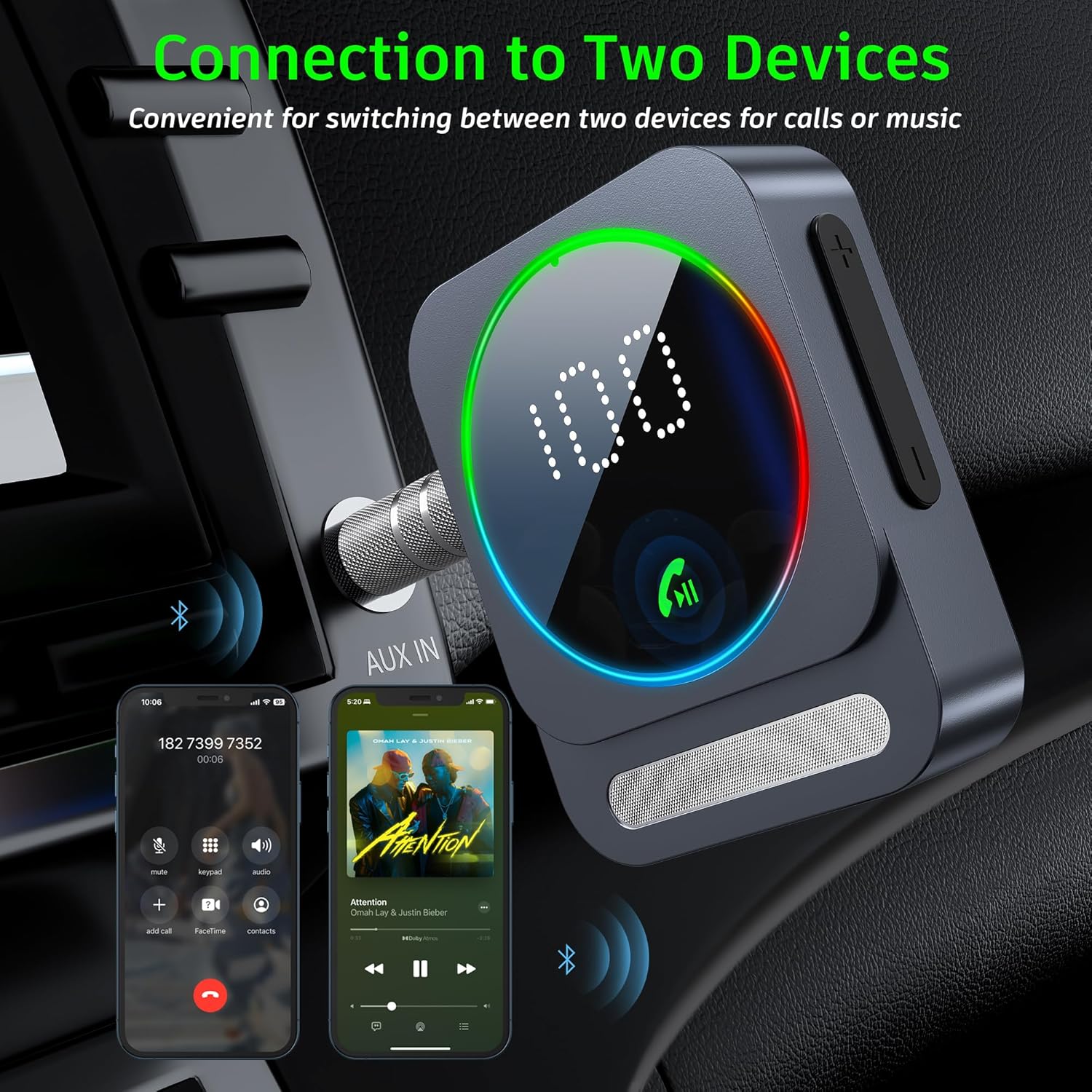 Thumbnail 6 de SONRU Car Bluetooth AUX Adapter (Bluetooth 5.3) – Dual AUX outputs, hands-free calls & wireless receiver