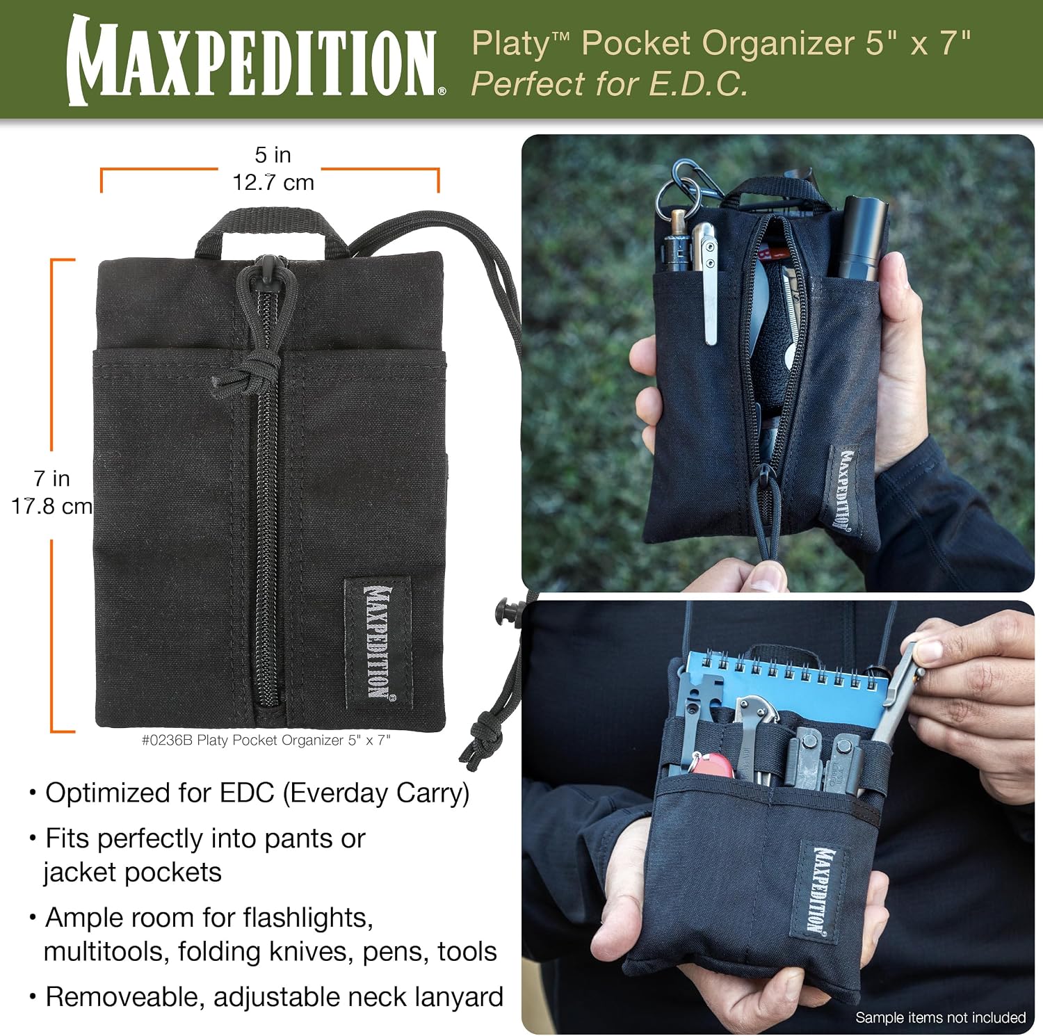 Thumbnail 1 de MAXPEDITION Platy ポケットオーガナイザー｜薄型ナイロン製、着脱式パラコードストラップ付き