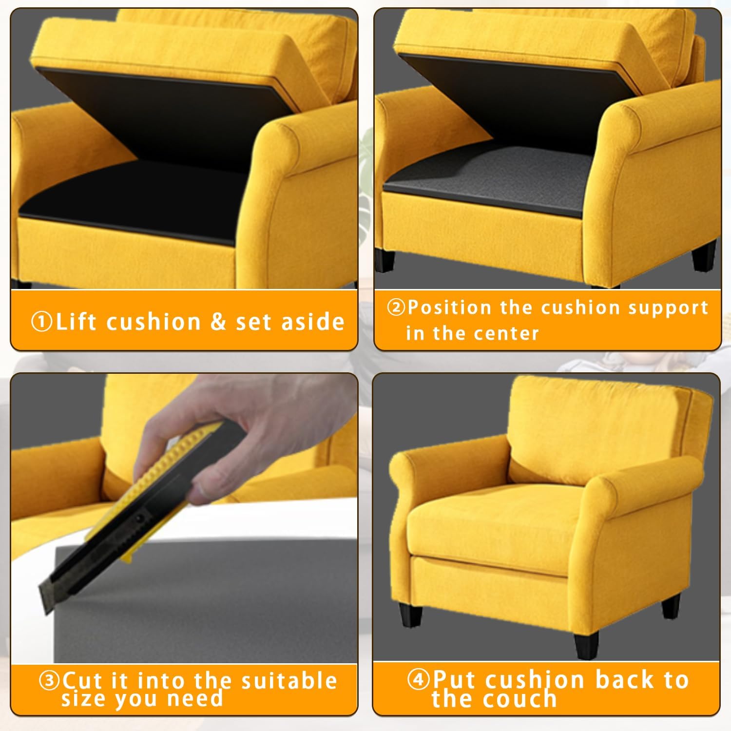 Detalle 1 de Aslhuioo Sofa Support Boards for 2 Seater (50 x 50cm) – cushion sag repair under-seat foam saver