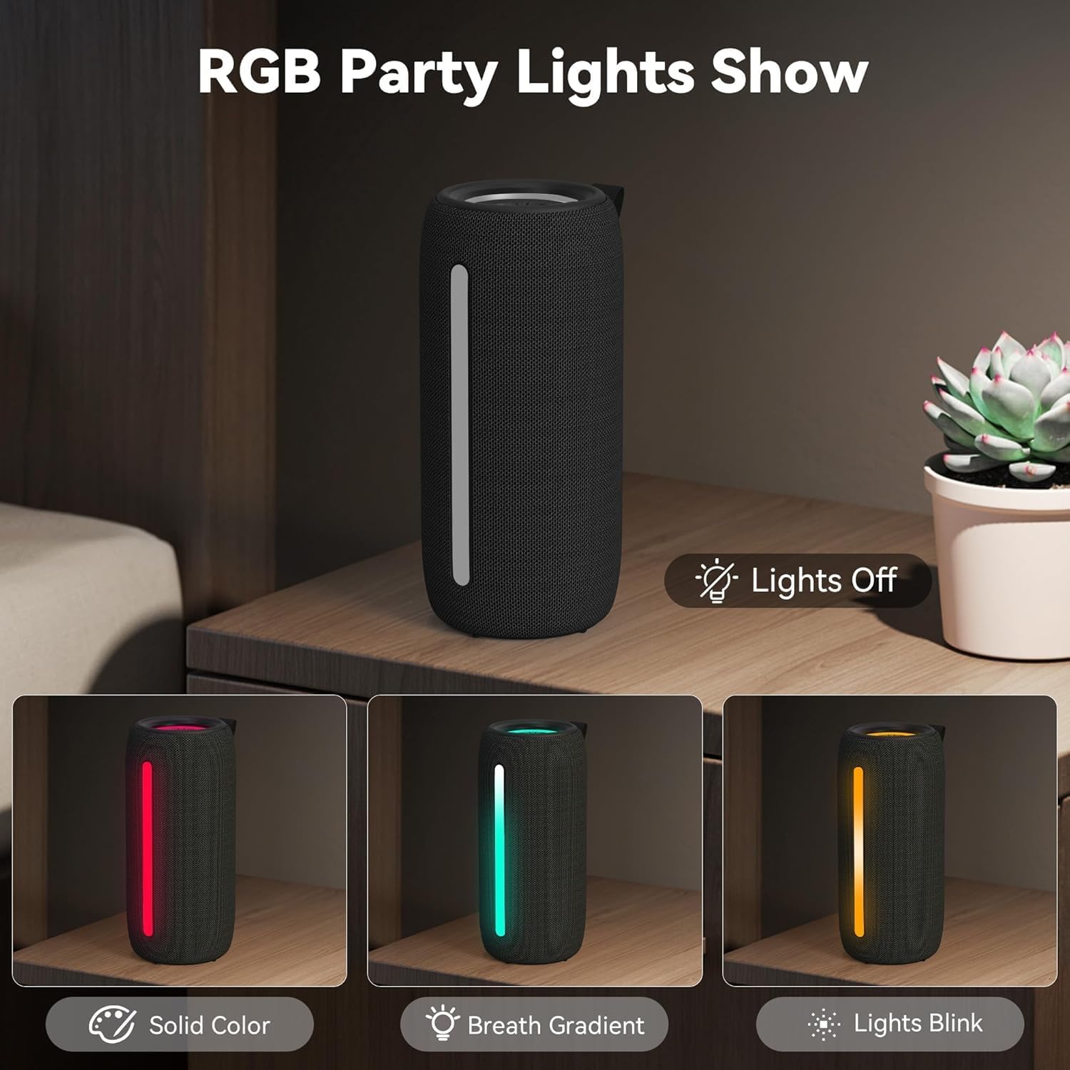 Thumbnail 2 de Oraolo 24W Bluetooth Speaker with RGB Party Lights, Bluetooth 5.4 and IPX6