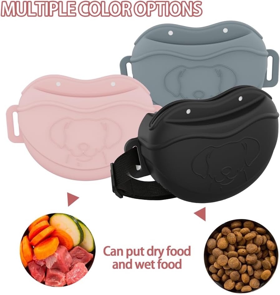 Detalle de TUCANA Silicone Dog Treat Pouch with Upgraded Magnetic Closure, Clicker & Adjustable Waist Belt (Pink)