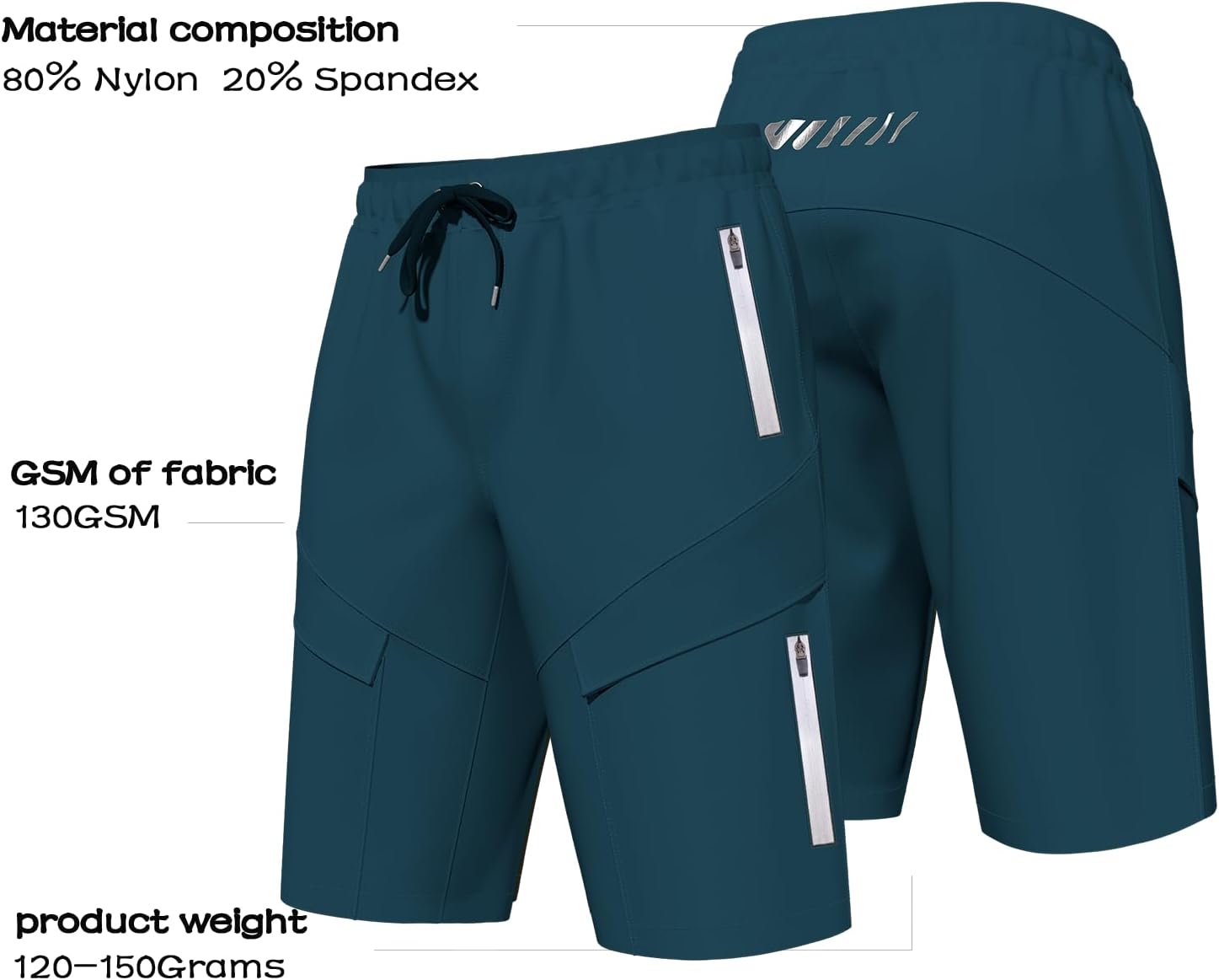 Thumbnail 4 de Lo.gas Radhose Herren Gepolstert Kurz 6 mit Taschen – atmungsaktiv, bequeme Passform, mit Reißverschluss-Taschen