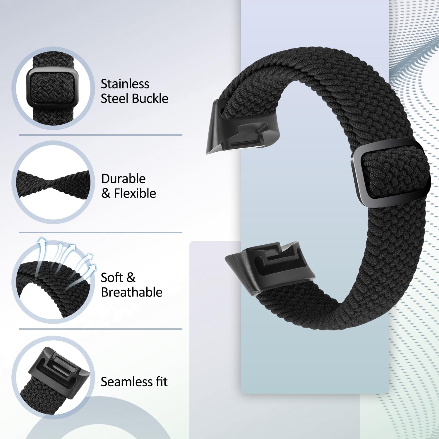 Detalle 2 de SHIJZWD Elastic Braided Straps for Fitbit Charge 5/6