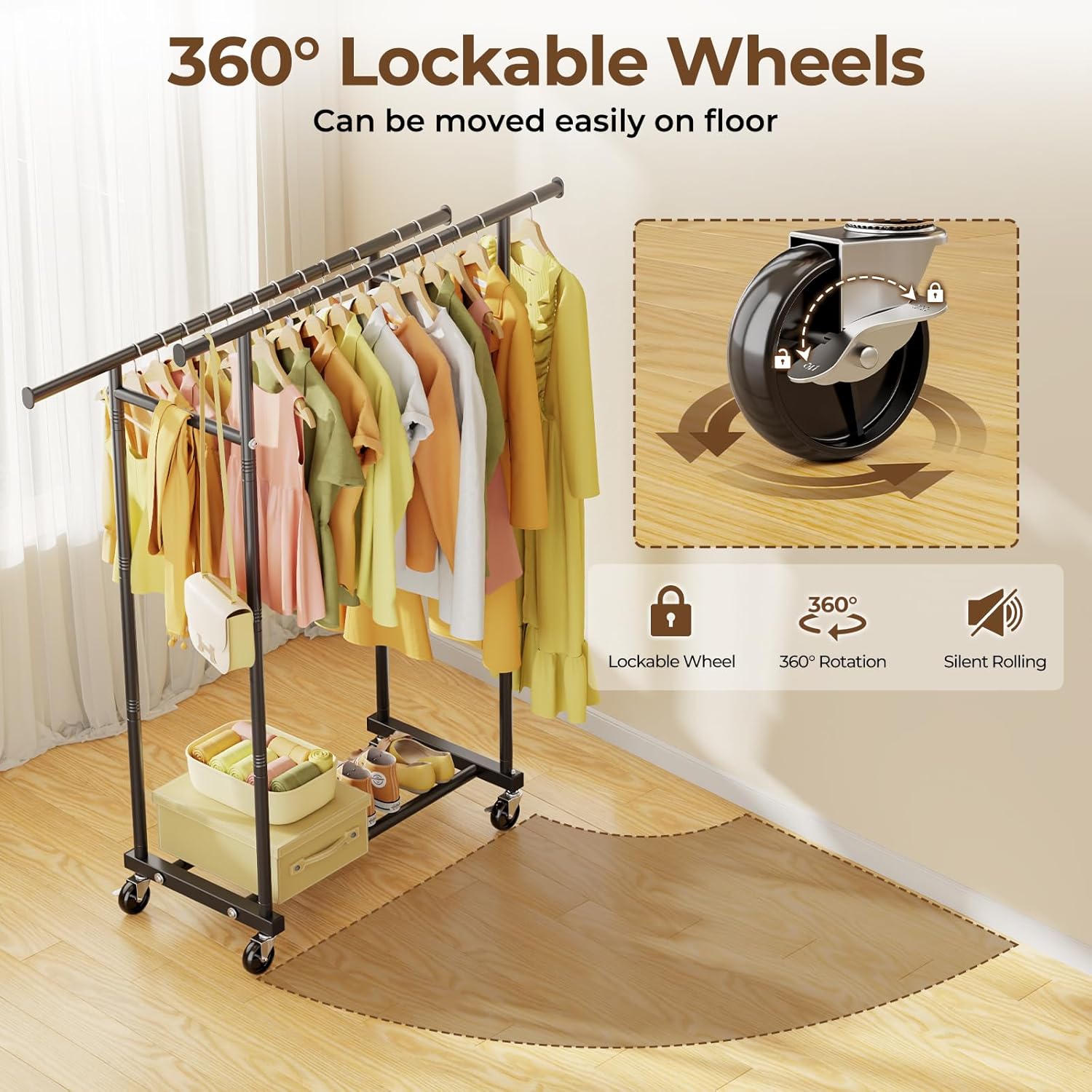 Detalle 2 de HYSEYY Double Rods Clothes Rack 210 lb