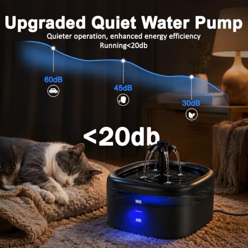 Detalle de Fontaine à Eau Nenozi pour Chats et Chiens - 2,2 L, Pompe Ultra-Silencieuse et Filtration Triple