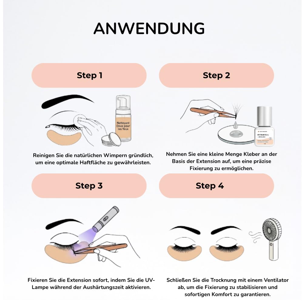 Detalle 2 de Colla UV per extension ciglia in 0,1 secondo (5 ml) – colla impermeabile per uso professionale