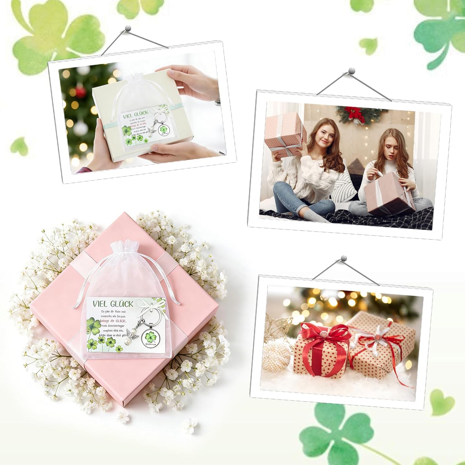 Thumbnail 6 de Epaing 15er Glücksbringer Schlüsselanhänger Set – Vierblättriges Kleeblatt & Schutzengel als DIY-Geschenk