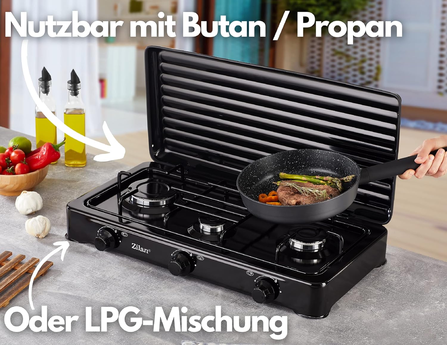 Detalle 1 de Gaskocher Camping 3‑Flammig 58 cm