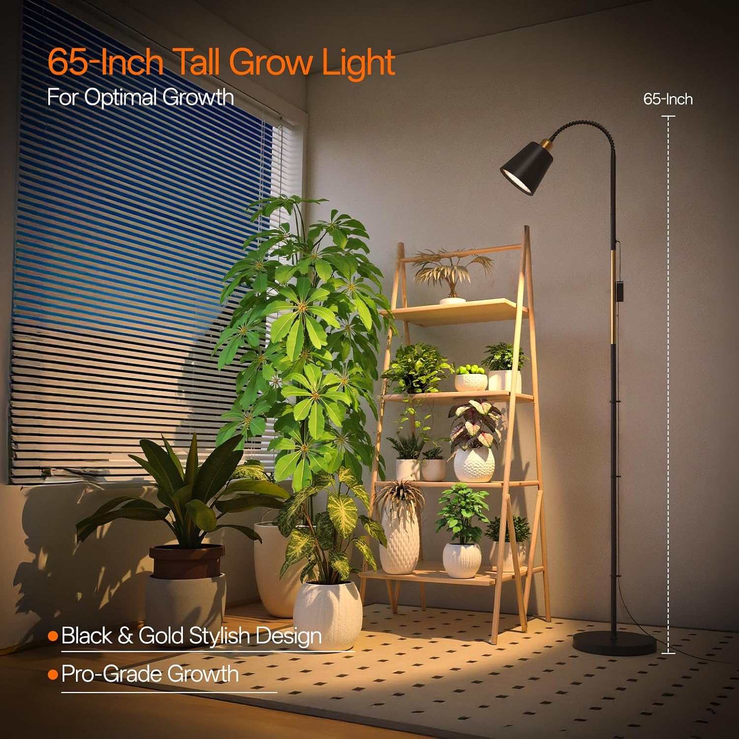 Detalle de Bstrip F11 BP-F073 65-Inch Standing Grow Light, 18W Full-Spectrum LED