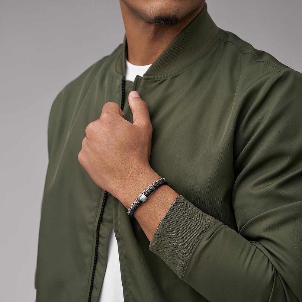 Thumbnail 2 de Fossil bracciale da uomo in pelle o acciaio inox con chiusura magnetica, a libro o a fibbia – stile casual