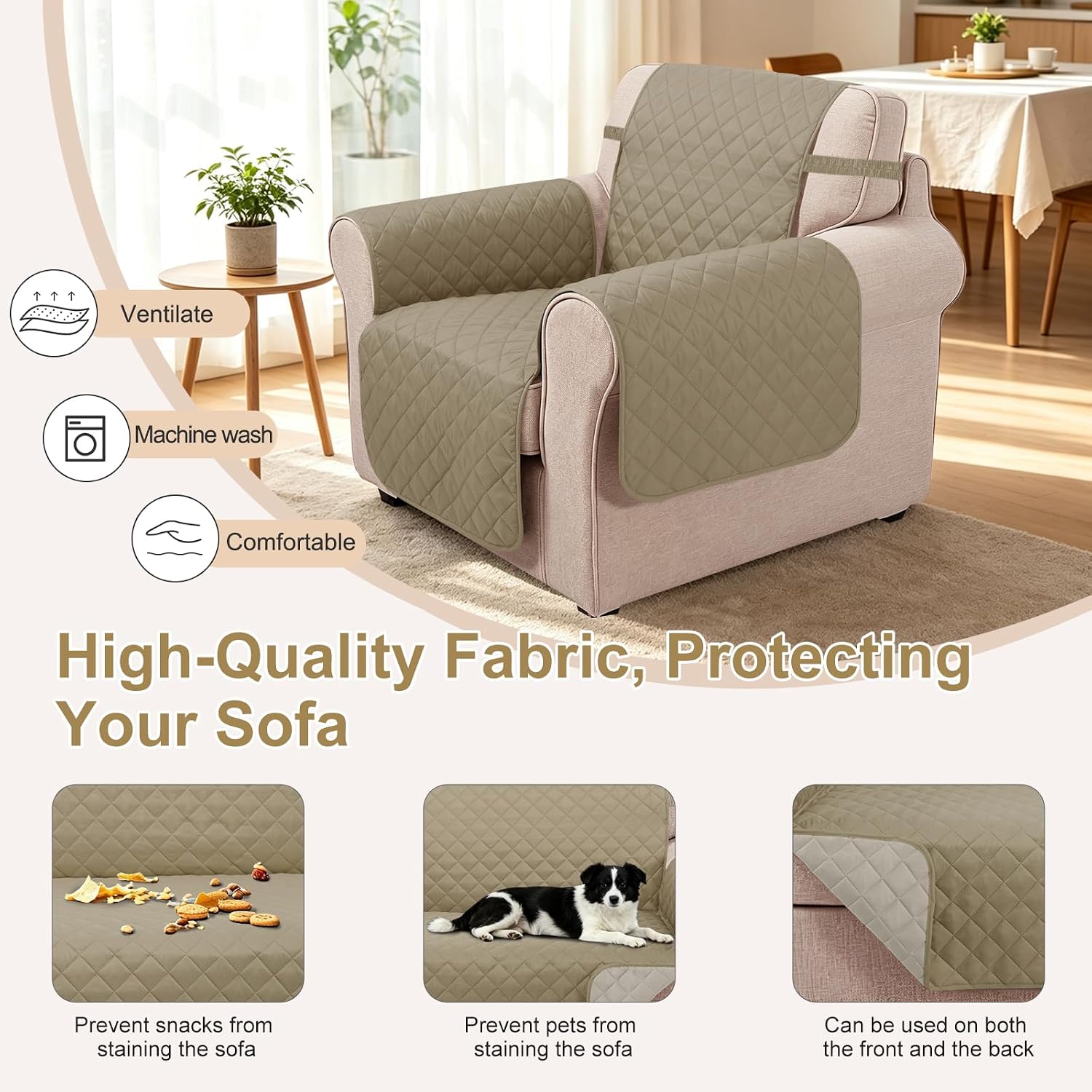 Thumbnail 5 de Luxshare Home Reversible Oversized Sofa Cover — Camel/Beige 🛋