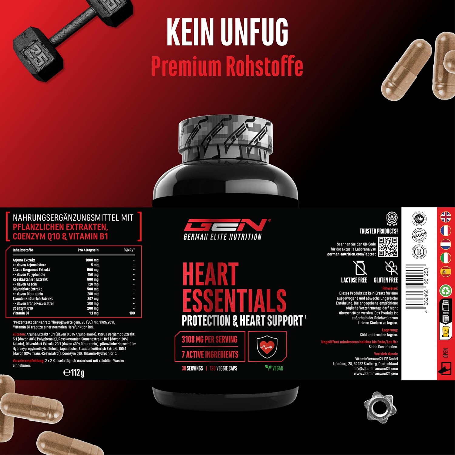 Thumbnail 5 de Heart Essentials Herz-Komplex von German Elite Nutrition – 120 vegane Kapseln mit Q10 & Vitamin B1