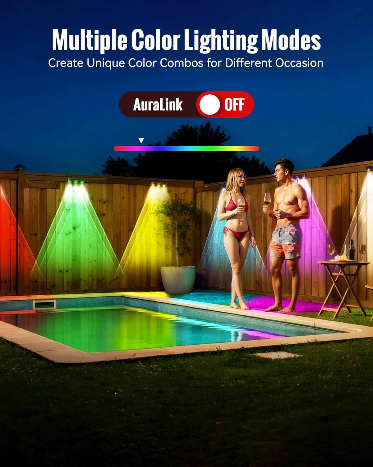 Thumbnail 3 de FabStyl Solar Fence Lights Outdoor Garden – 4 Pack RGB Wall Lights with 10 Colour Modes