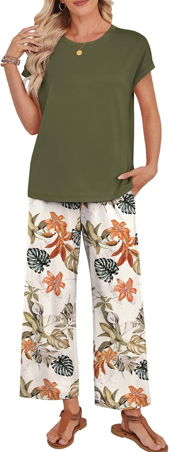 Detalle de WIHOLL Two Piece Sets for Women: Stylish Spring-Summer Lounge & Travel Duo