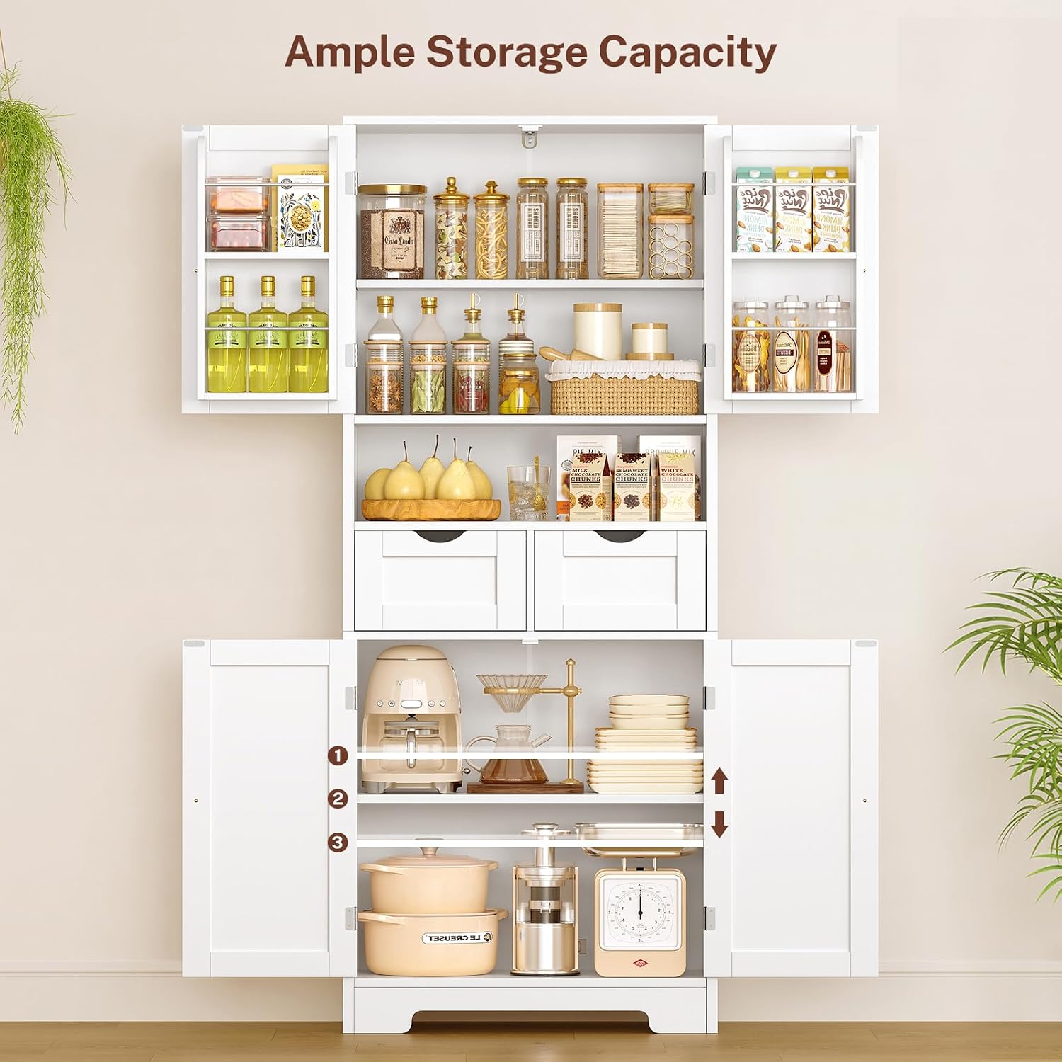 Detalle de TEENFON Pantry Cabinet 63.4" H