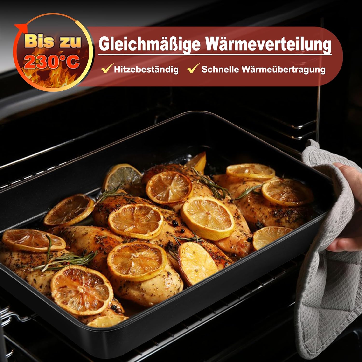 Detalle 2 de HaWare Antihaft Backblech aus Edelstahl – tiefes Rechteck-Backblech 31,6 × 24,6 × 5 cm für Brownies, Lasagne und Aufläufe