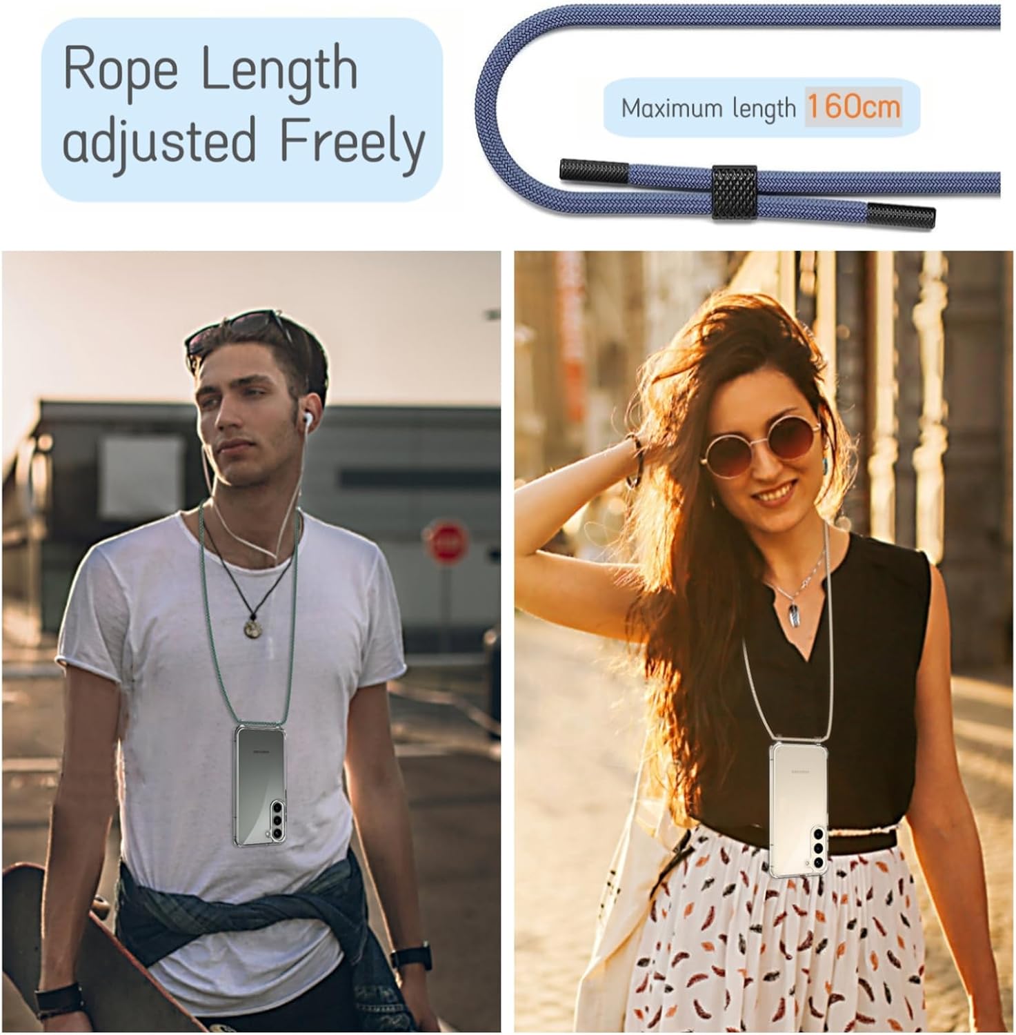 Thumbnail 6 de Vaykwo Handykette für Samsung Galaxy S25 Plus / S25+ / S24+ (6,7") – transparente Necklace-Hülle mit Kameraschutz und Bildschirmschutz, blau