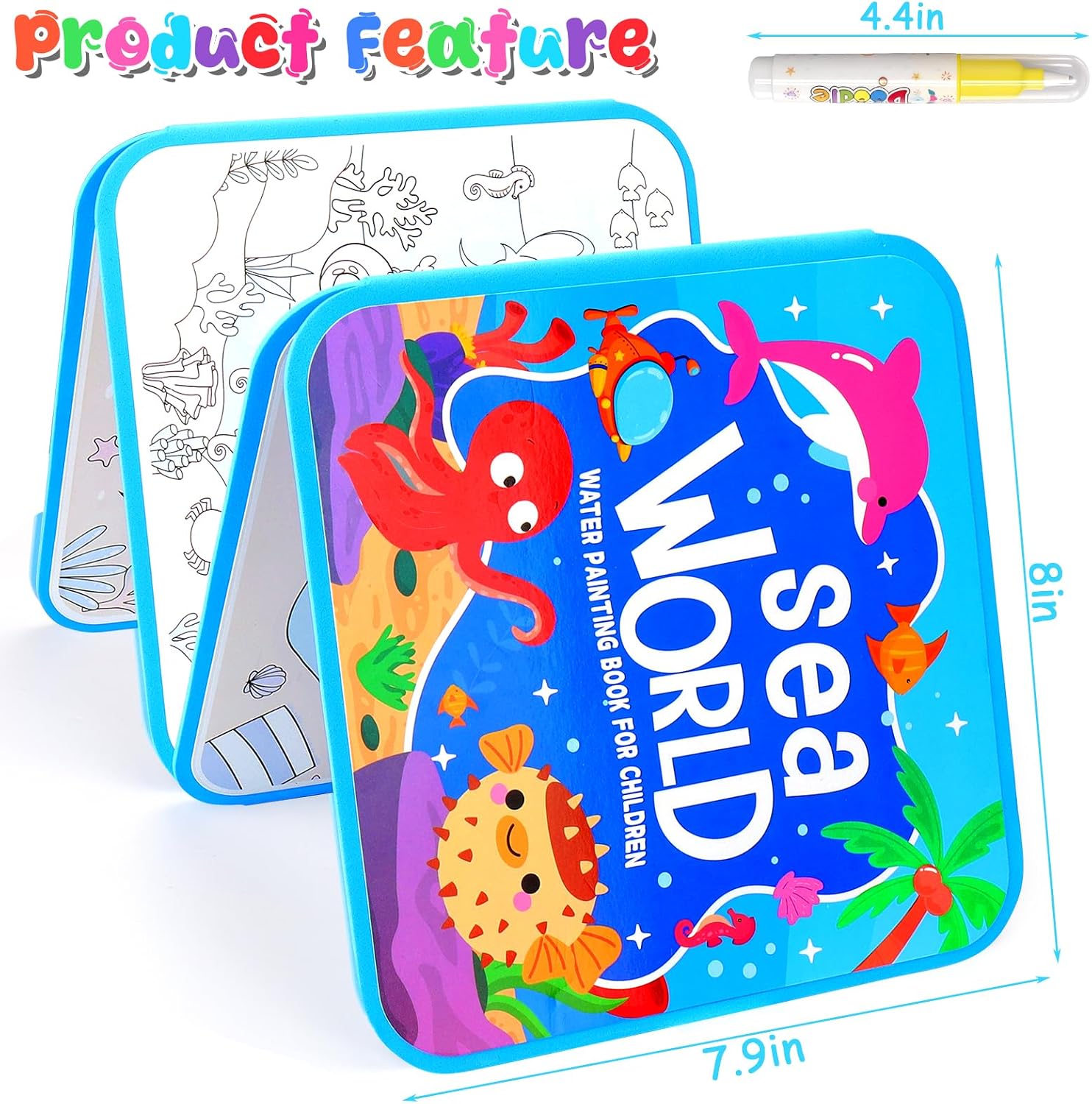 Detalle 2 de Vodolo paint 01 Reusable Water Painting Books, 4-Pack with Refillable Pens
