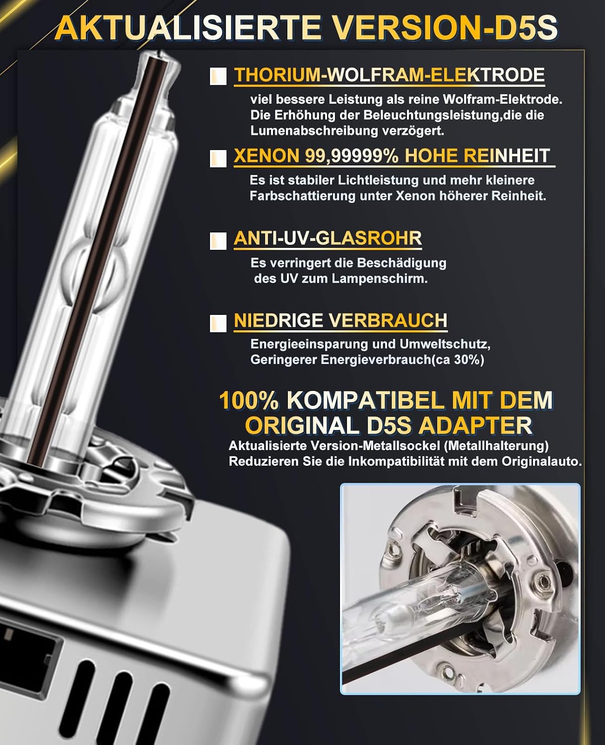 Detalle 2 de XELORD D5S Xenon Lampadine 35W 6000K per Auto | Doppia Lampadina HID Plug and Play