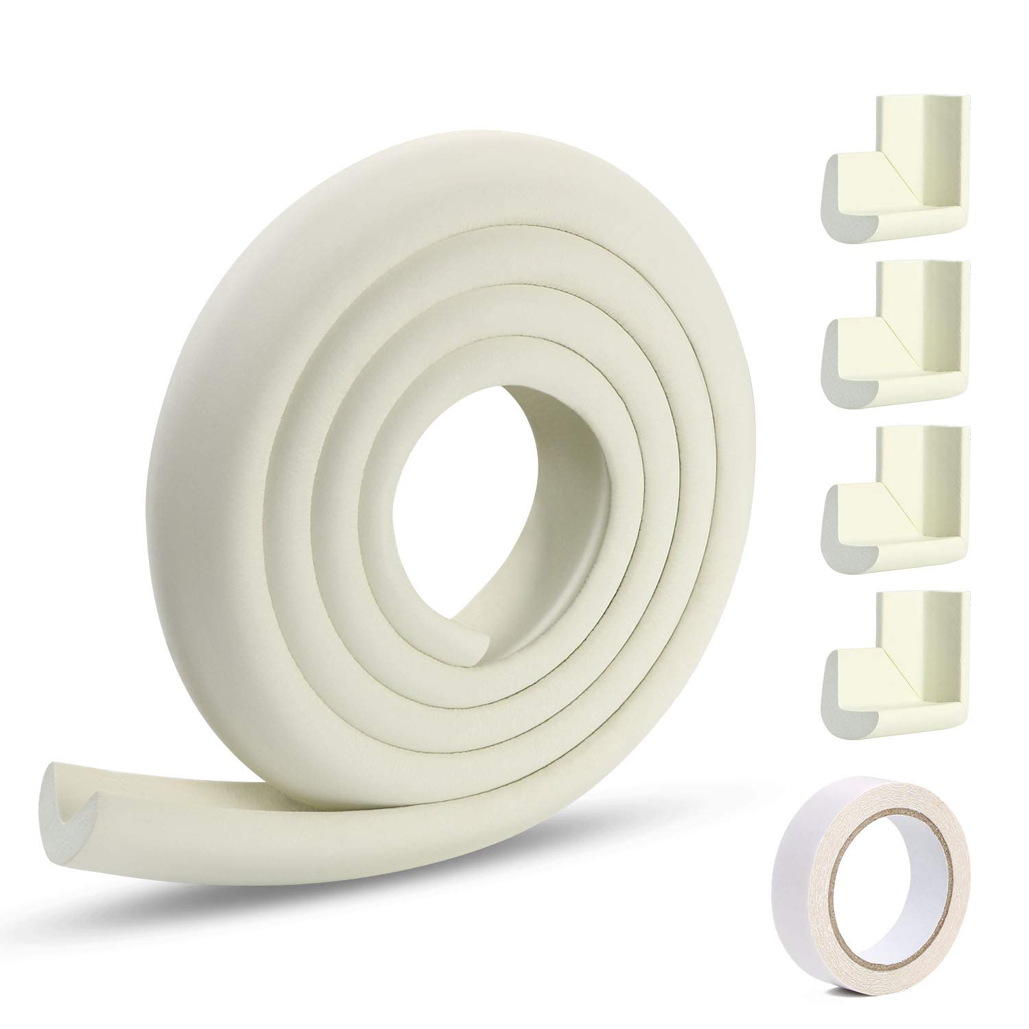 Vicloon Kantenschutz für Baby & 4 Eckenschutz aus Schaumstoff (beige), selbstklebend