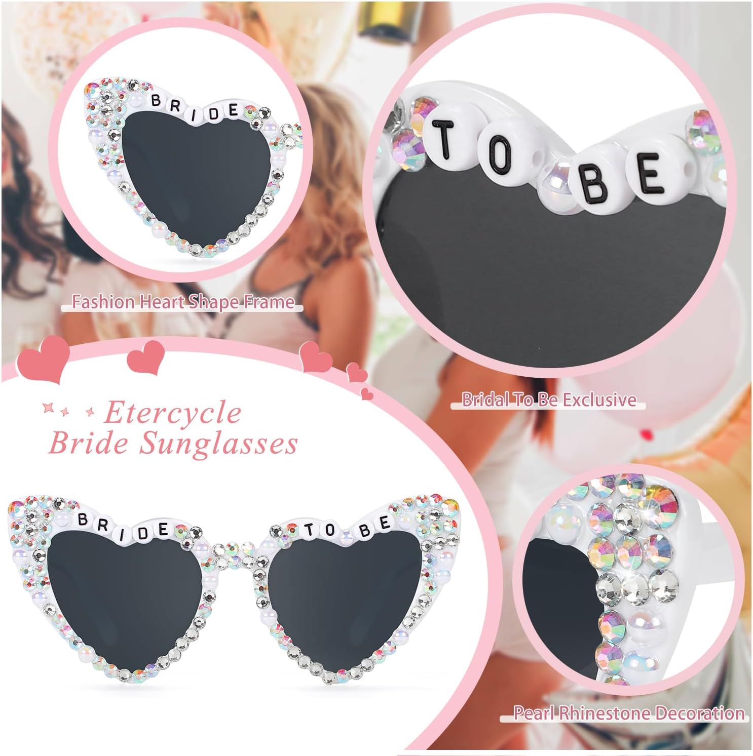 Thumbnail 4 de Etercycle Heart Sunglasses – Bride to Be Gift, Bachelorette Party Style