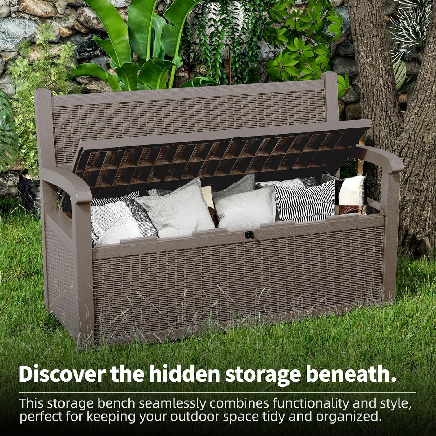 Detalle 2 de PatioZen Outdoor Storage Bench 80-Gallon