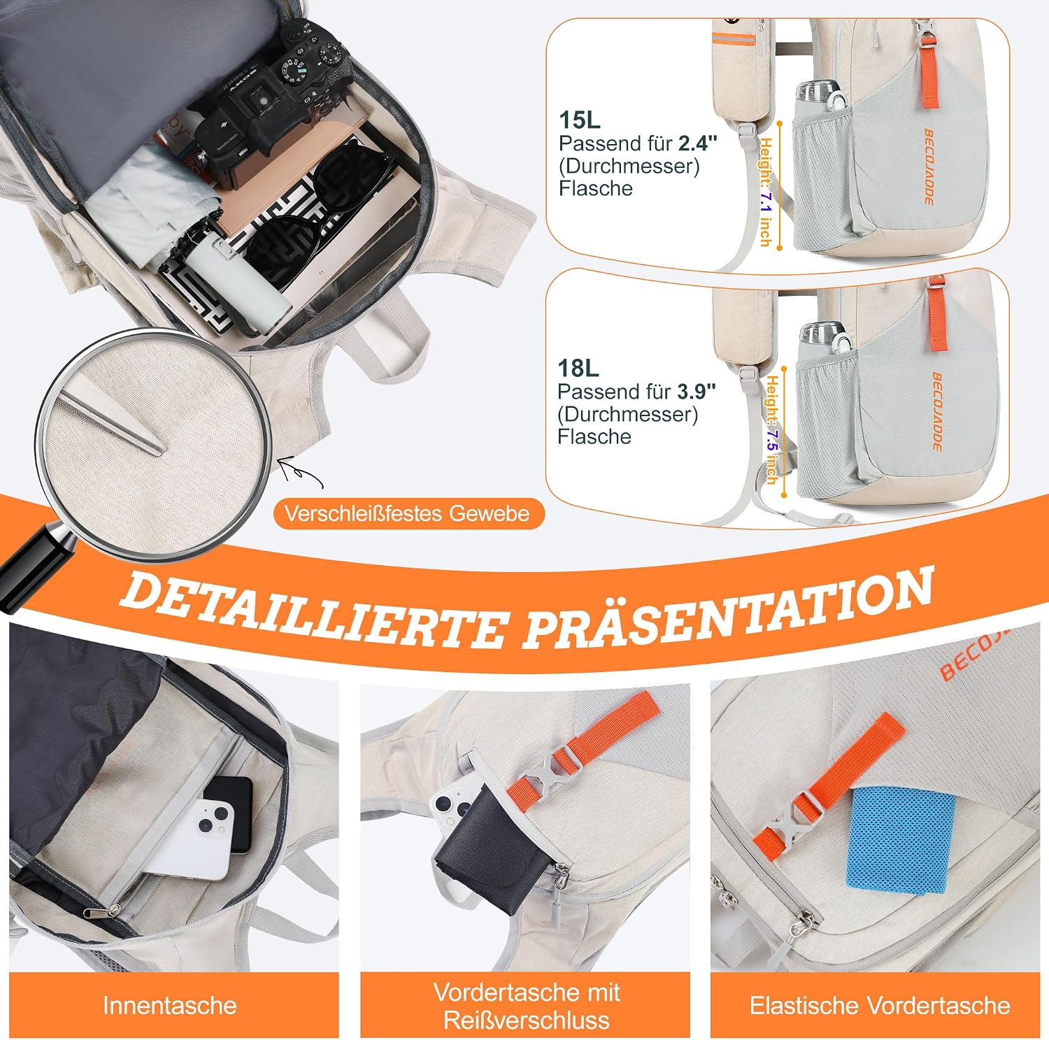 Thumbnail 2 de BECOJADDE 15L Wanderrucksack