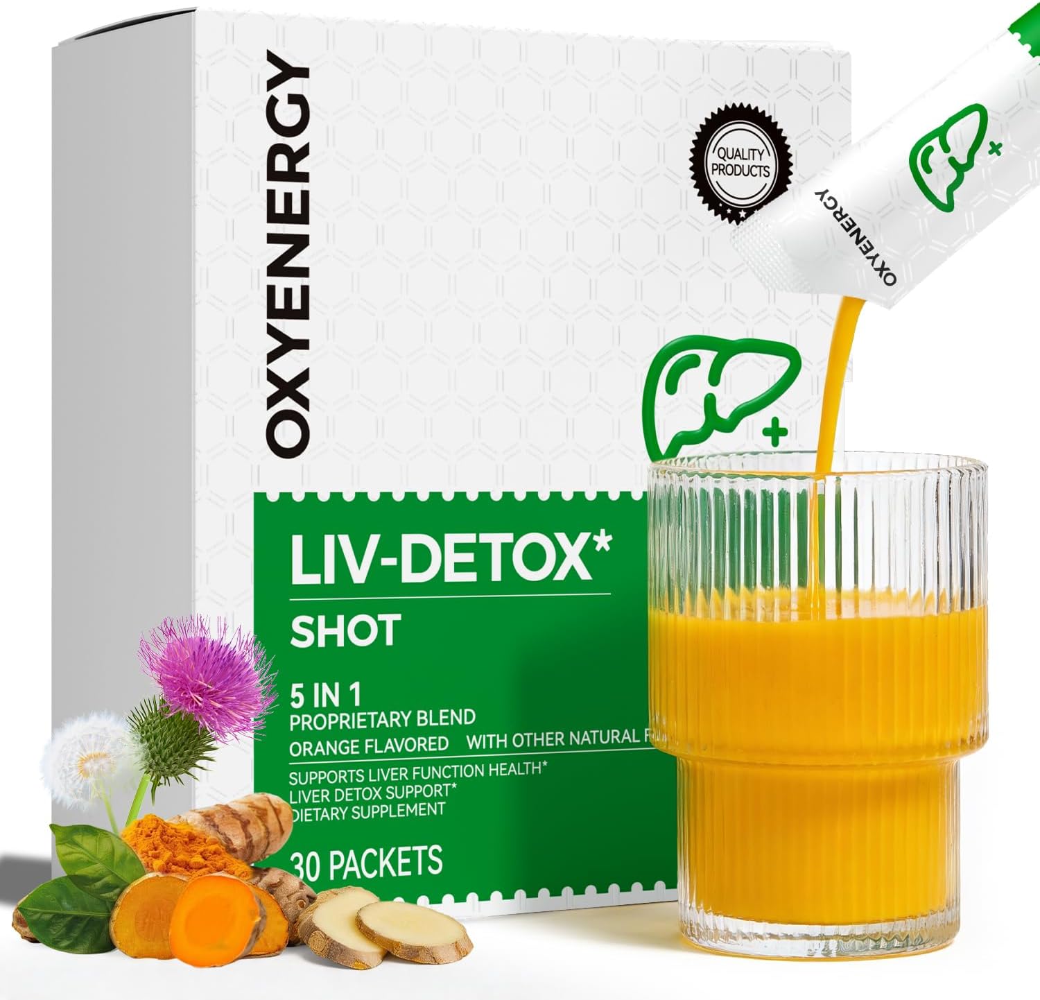 Detalle de OxyEnergy Liver Cleanse Detox & Repair Supplement, 30 Liquid Sticks