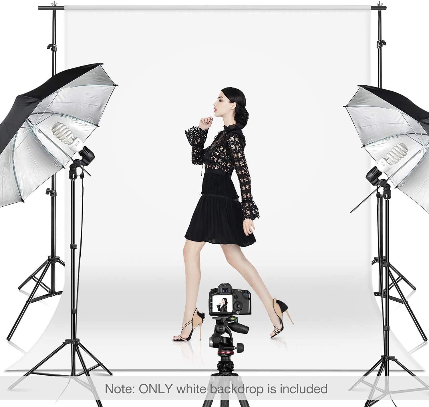 Thumbnail 1 de UTEBIT White Backdrop 1.5x2m (5x7ft) – Lightweight, Foldable Polyester Background for Product and Portrait Photography