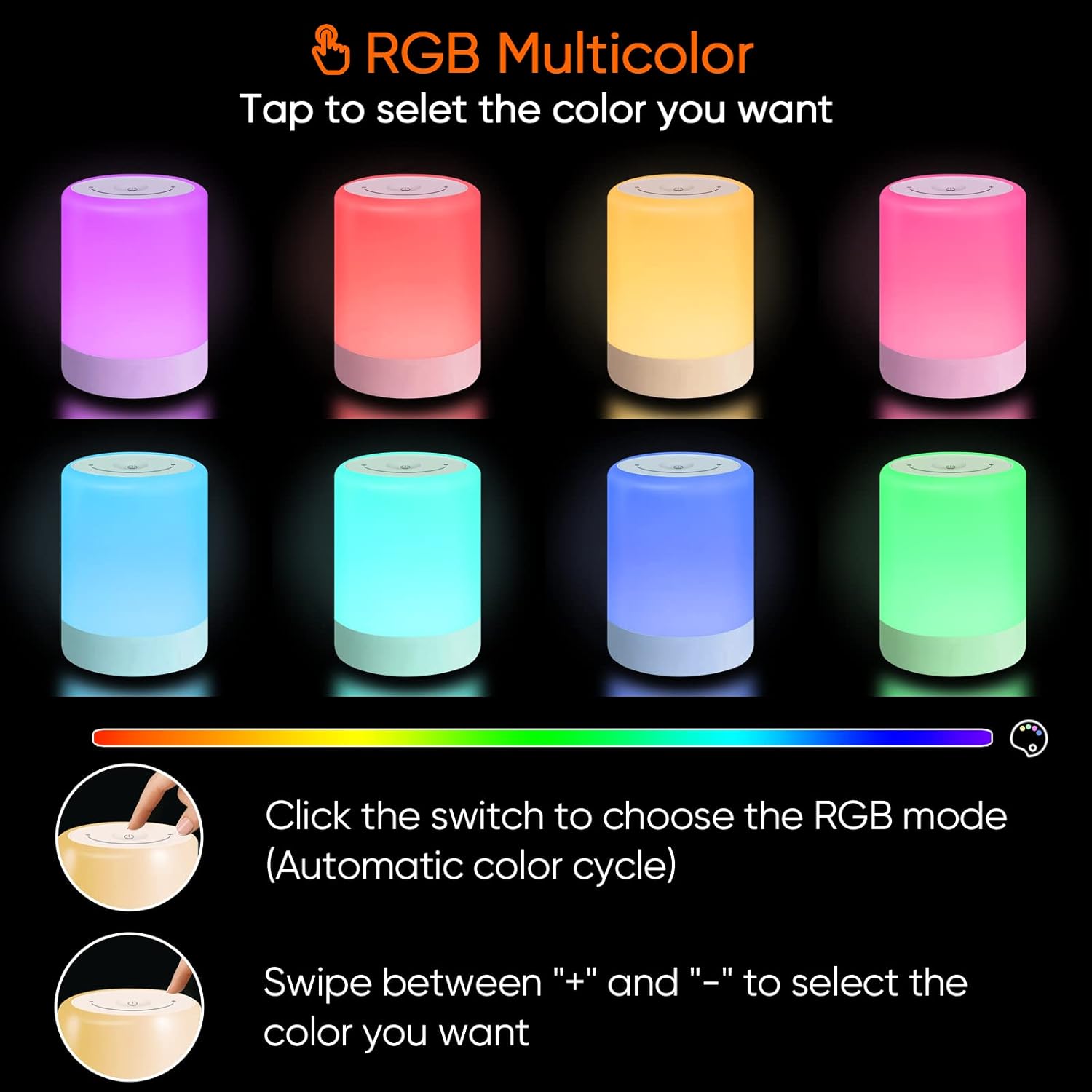 Thumbnail 1 de SOLIDEE LED Notturna touch dimmerabile ricaricabile USB con 7 colori