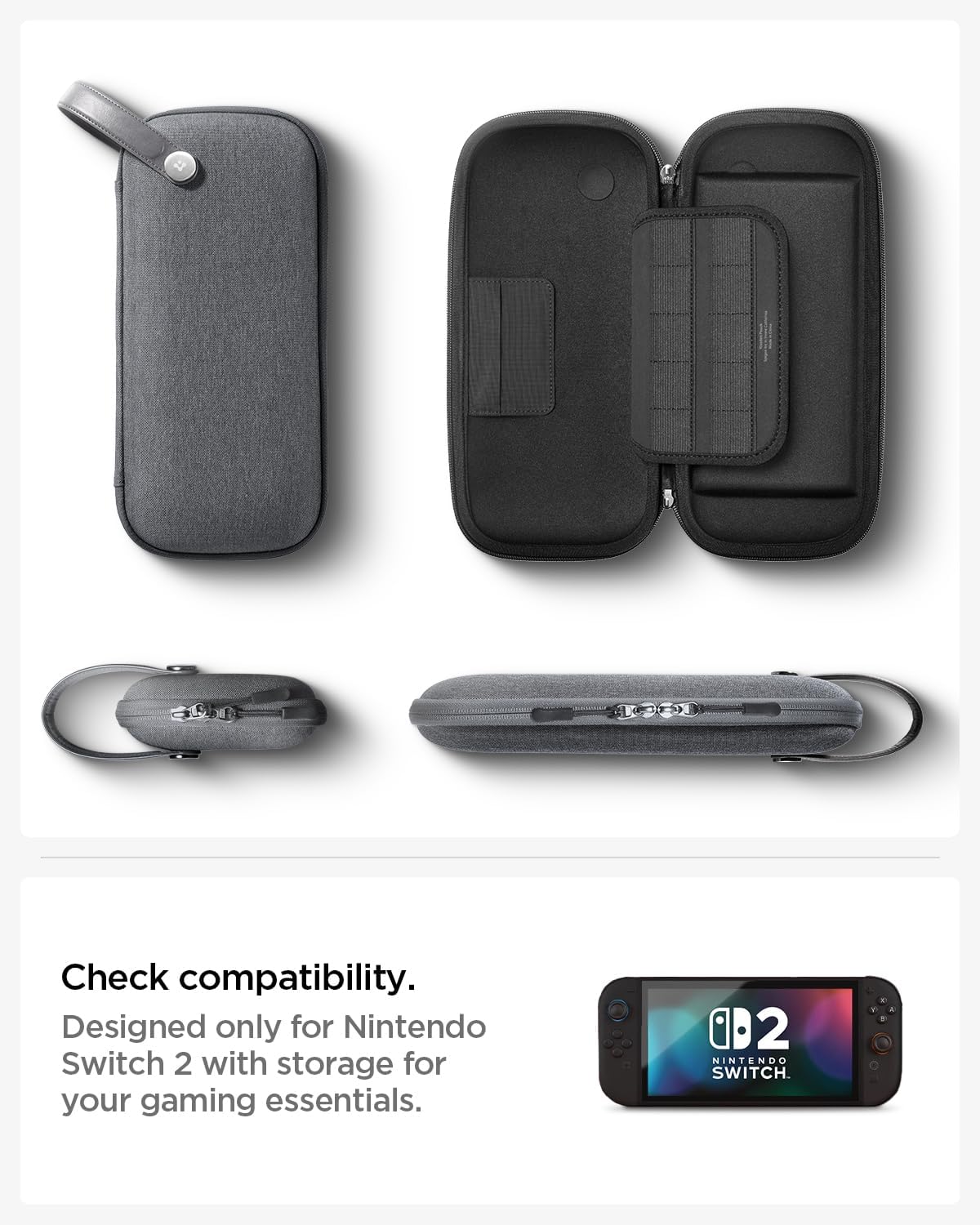 Thumbnail 2 de Spigen Klasden pochette de transport pour Nintendo Switch 2 (2025) – housse mince compacte grise charbon