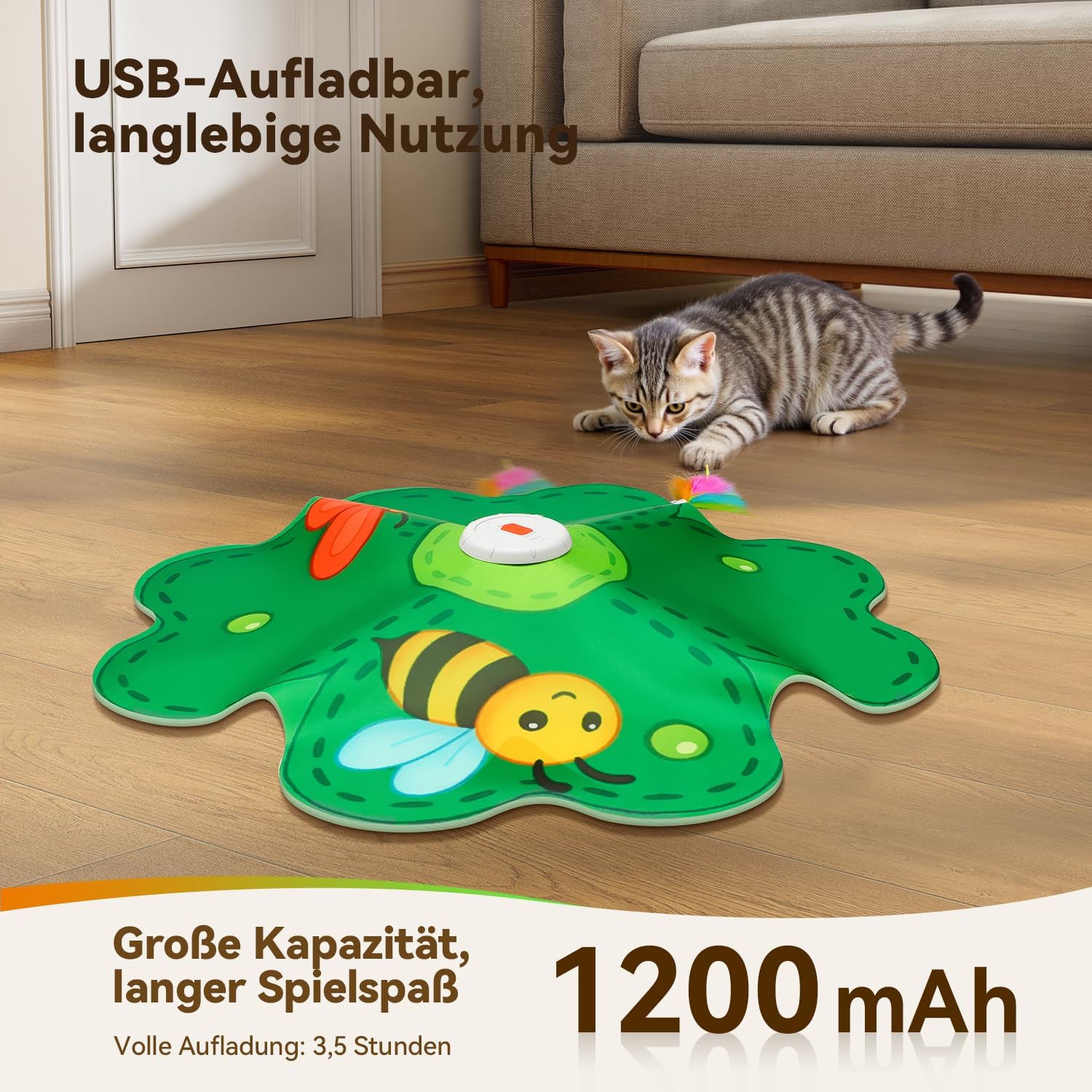 Detalle de FEELNEEDY Katzenspielzeug „Whack a Mole“ – interaktives Versteckspiel für Indoor-Kätzchen