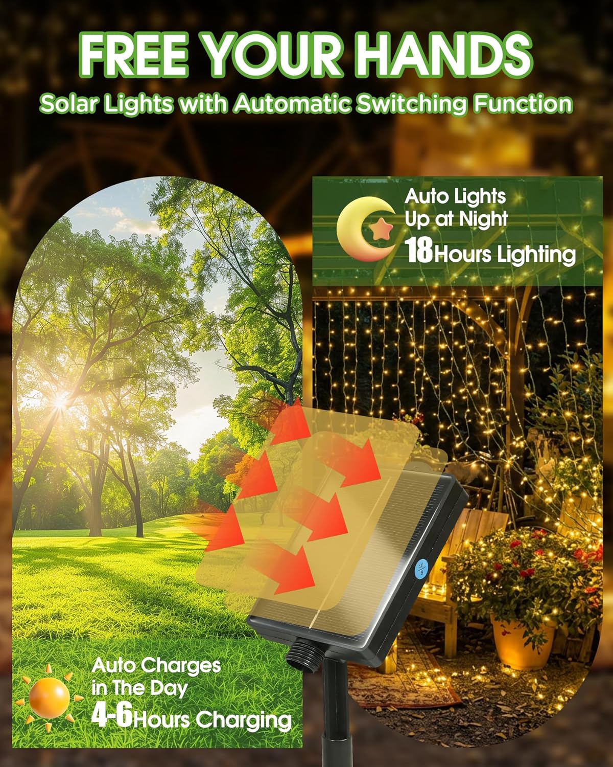 Thumbnail 1 de Lighprenix Solar Outdoor Garden Lights (20m, 200 LED) Warm White Fairy String Lights with 8 Modes