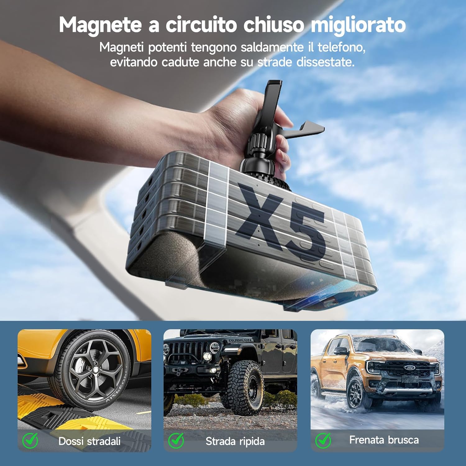 Detalle de MANKIW Caricatore Auto MagSafe 15W con Raffreddamento Semiconduttore e Ventola Silenziosa per iPhone 12–17